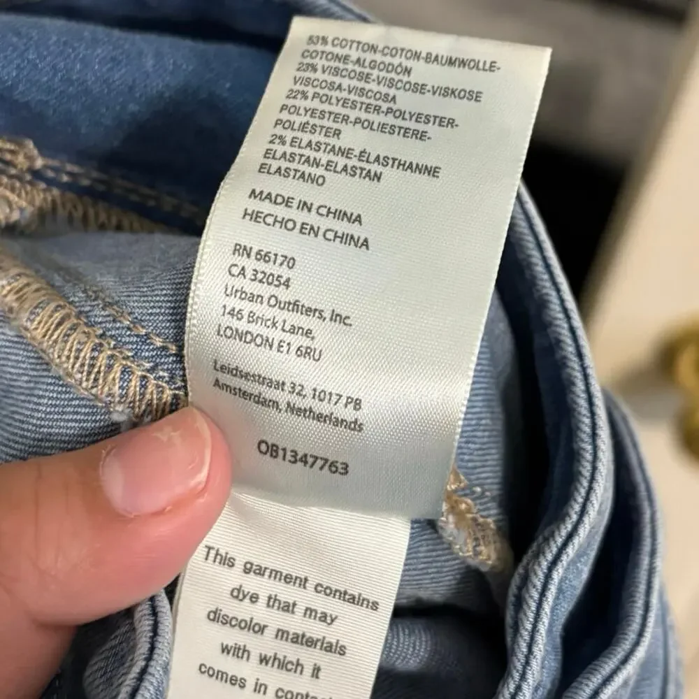We The Free FP Blue Denim Pull On Venice Flare Jeans Size Large 31